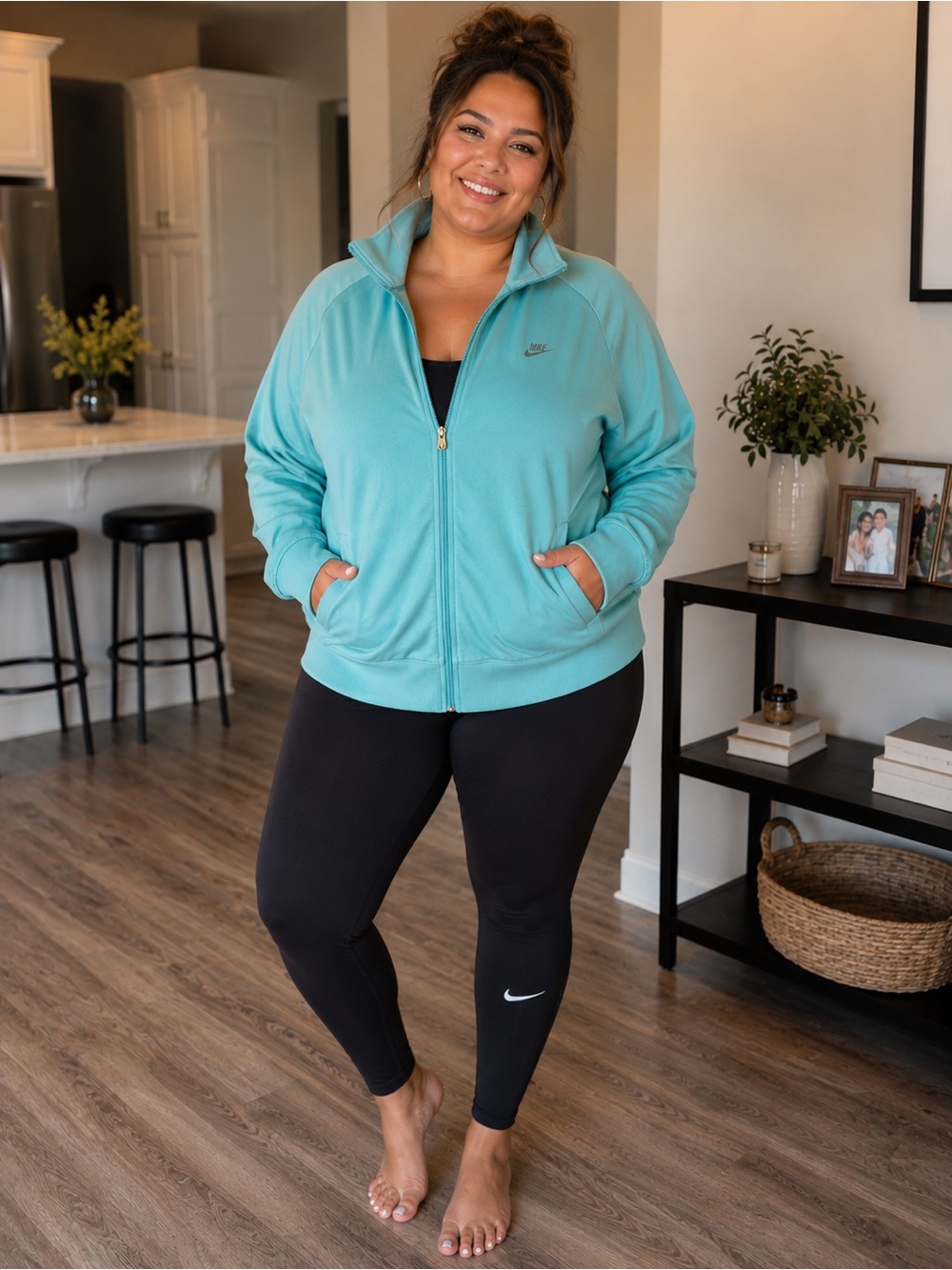 Nike womens xl Teal Zip-Up Fleece Jacket